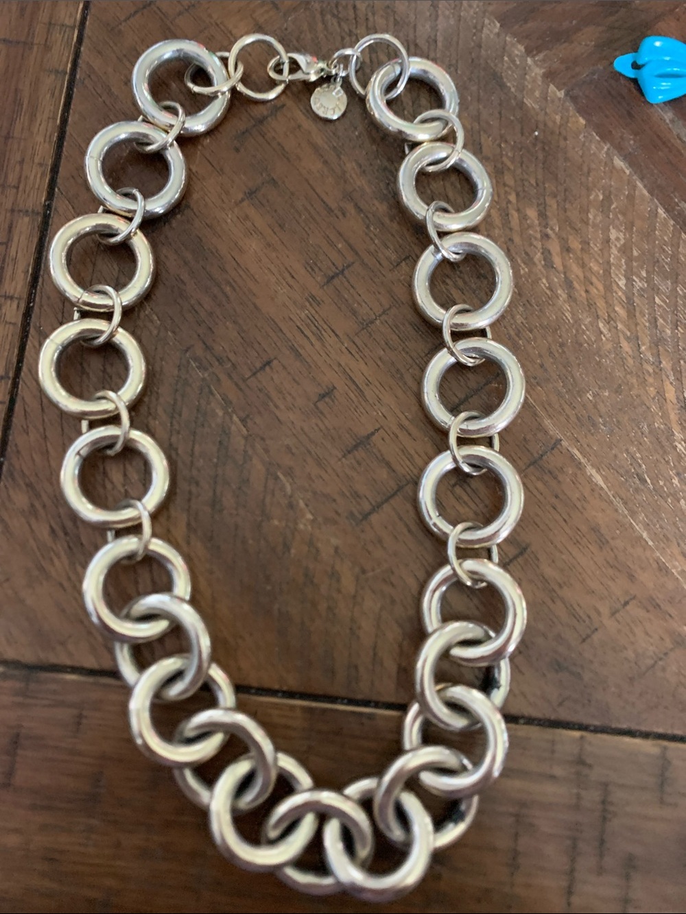 J. Crew Shiny Silver-Tone Open Circle Link Necklace
